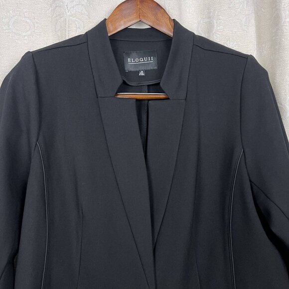 Eloquii The Ultimate Stretch One Button Blazer black ponte suit jacket classic - Picture 3 of 9